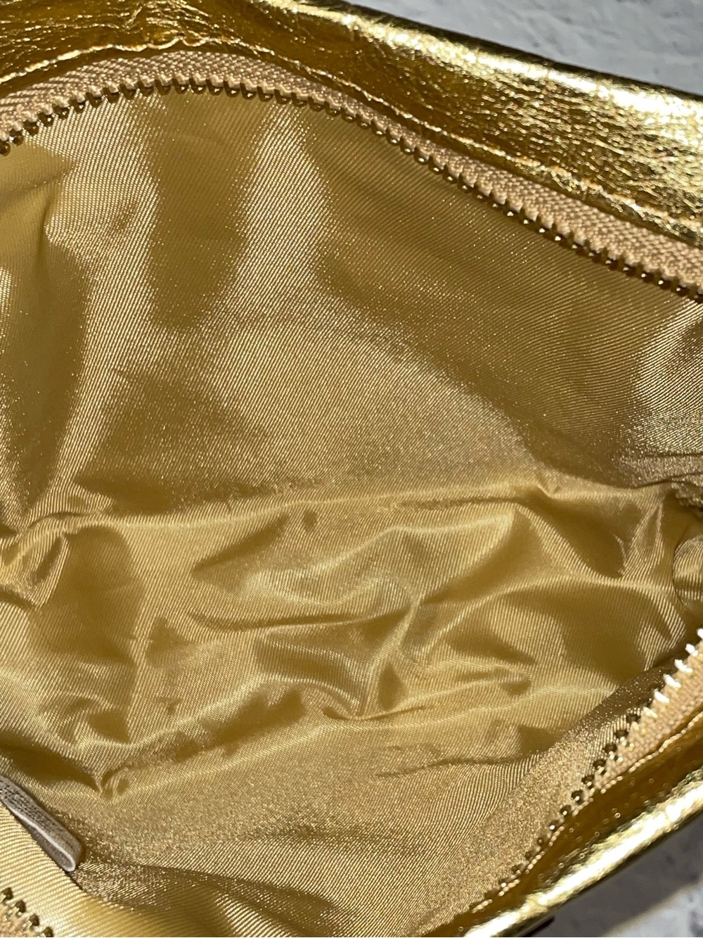 Natural Life Discontinued Shiny Gold Lame' Washable Paper Crossbody Bag - Picture 8 of 8